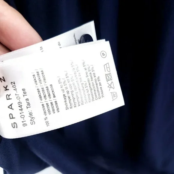 SPARKZ COPENHAGEN Navy Blue Ruffle Sleeve Top Blouse XS S - Picture 6 of 6